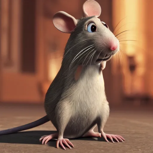 Prompt: remi from the movie ratatouille as photorealistic rat