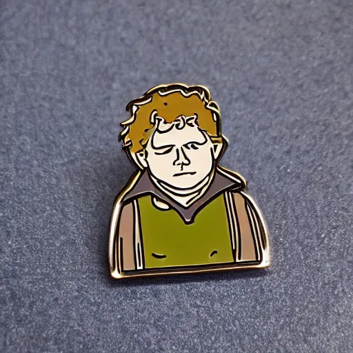 Prompt: samwise gamgee enamel pin