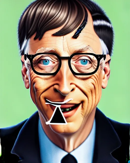 Prompt: a realistic detailed portrait of bill gates eating a microchip, painting by magritte