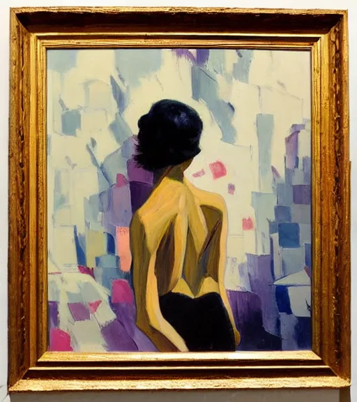 Image similar to david bomberg painting of an anime woman