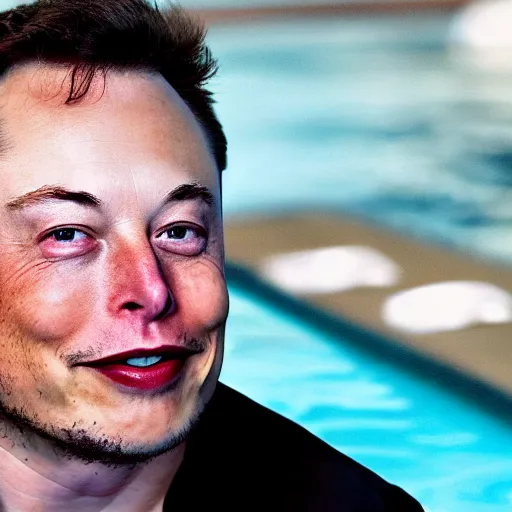 Image similar to Photography of elon musk swimming in a pool with a lot of dollars bills all around him