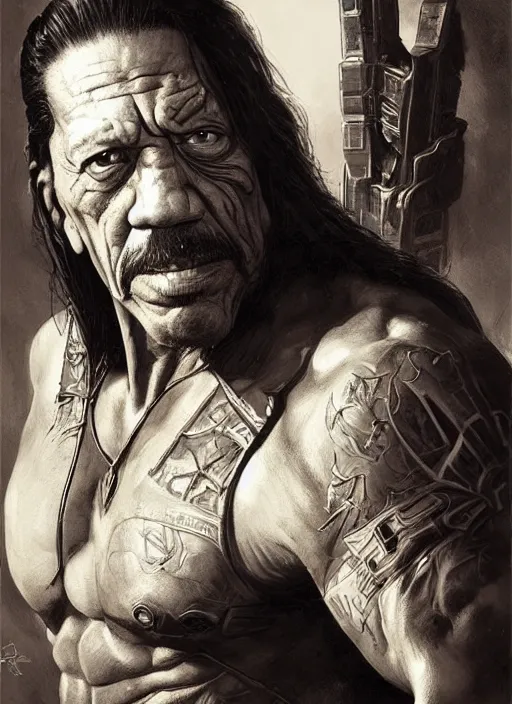 Image similar to Portrait of Danny Trejo, marvel comics, dark, intricate, highly detailed, smooth, artstation, digital illustration by Ruan Jia and Mandy Jurgens and Artgerm and Wayne Barlowe and Greg Rutkowski and Frank Frazetta