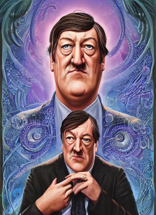 Prompt: lovecraftian portrait of stephen fry, pixar style, by tristan eaton stanley artgerm and tom bagshaw