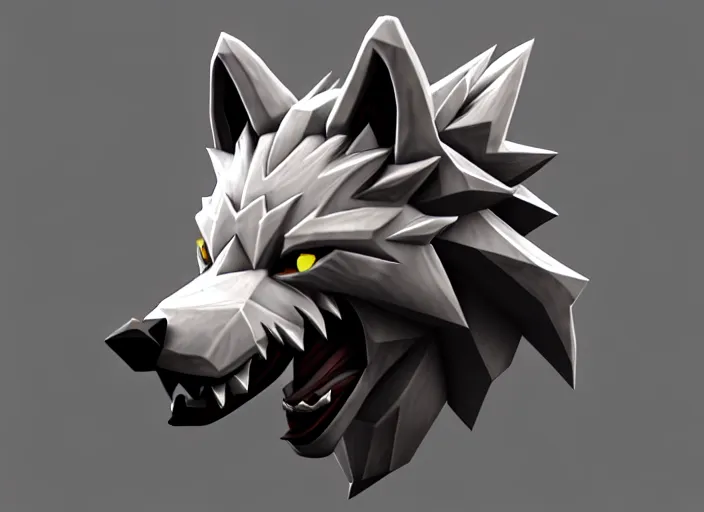 Image similar to wolf head, stylized stl, 3 d render, activision blizzard style, hearthstone style