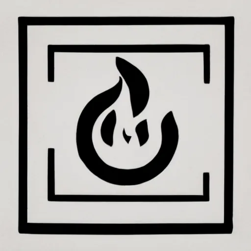 Image similar to simple yet detailed retro 1 9 7 0 s minimalistic clean fire warning label, use of negative space allowed, artwork created by mike mignola and bansky in the style of a tattoo stencil, shaded ink illustration, black and white only, smooth curves