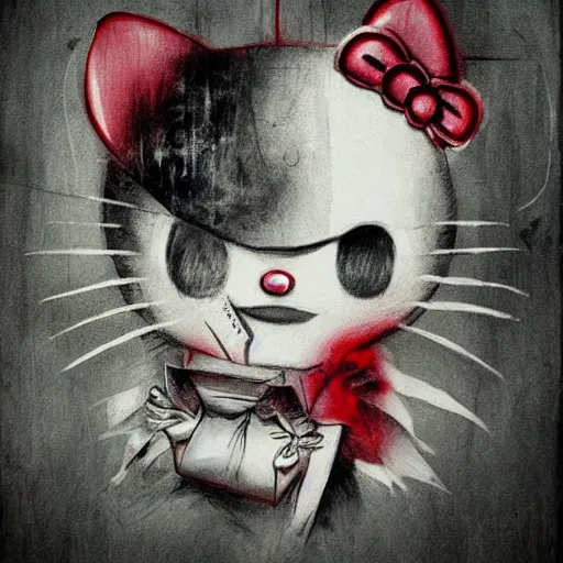 Image similar to Hello Kitty, artwork by Eric Lacombe,