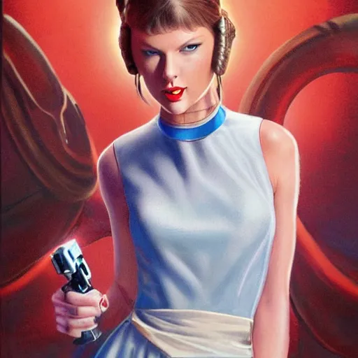 Prompt: Taylor Swift as Princess Leia, by Mark Brooks