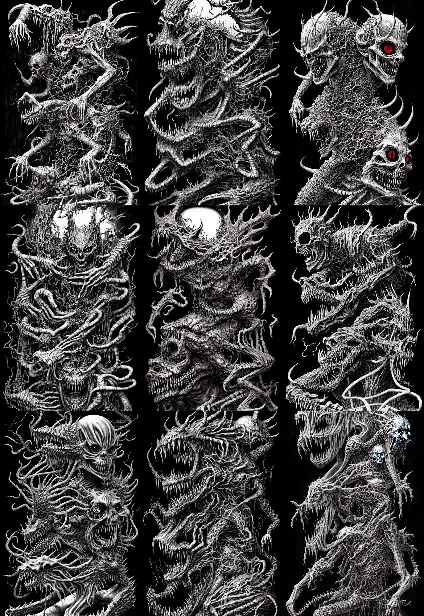 Prompt: a strange eerie magical scary creature in an eerie uncanny hell, translucent neon, horror, concept art, detailed, intricate, award - winning, cinematic, by kentaro miura