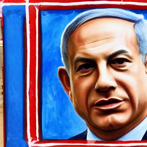 Prompt: a badly painted portrait of benjamin netanyahu