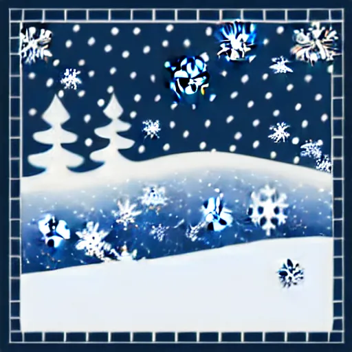 Prompt: winter - themed svg vector art panel for cnc plasma, laser, stencil, unique winter design