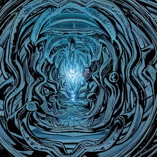 Image similar to Azathoth looking inward towards the Multiverse inside itself. DC Comics. Grant Morrison.