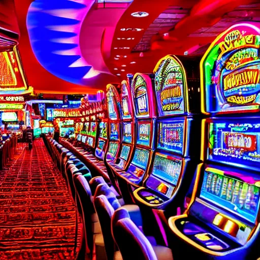 Image similar to A photo taken inside a casino, colorful, hdr, 4k, professional photograph