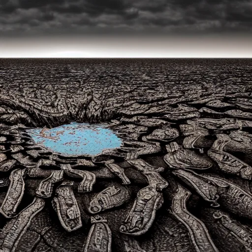 Image similar to a thousand eyeballs peeking through a sea of mud, epic landscapes, 4 k, 8 k