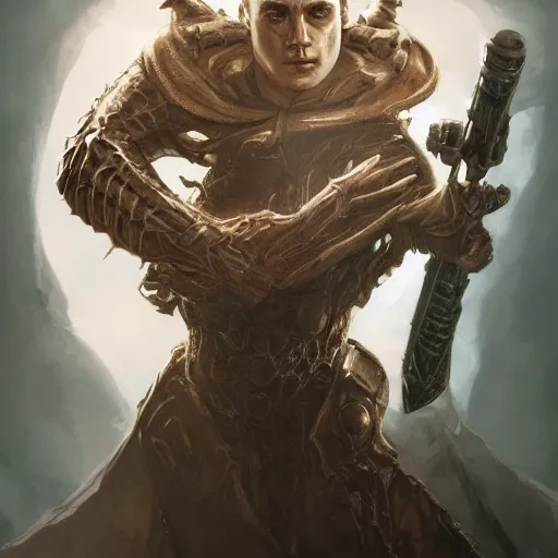 Image similar to detailed portrait of harry potter as doomguy, fantasy, intricate, elegant, highly detailed, digital painting, artstation, concept art, matte, sharp focus, illustration, art by aenaluck, artgerm and roberto ferri and greg rutkowski, epic fantasy, digital painting