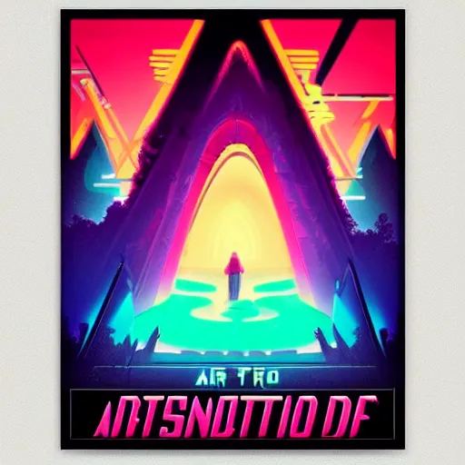 Image similar to a ancient portal to another dimension, retrowave art, trending on art station