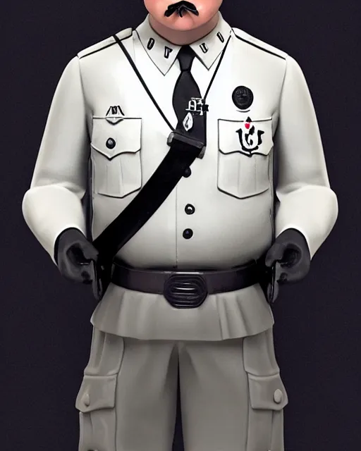 Prompt: full body 3d render of adolf hitler as a funko pop, officer, studio lighting, white background, blender, trending on artstation, 8k, highly detailed