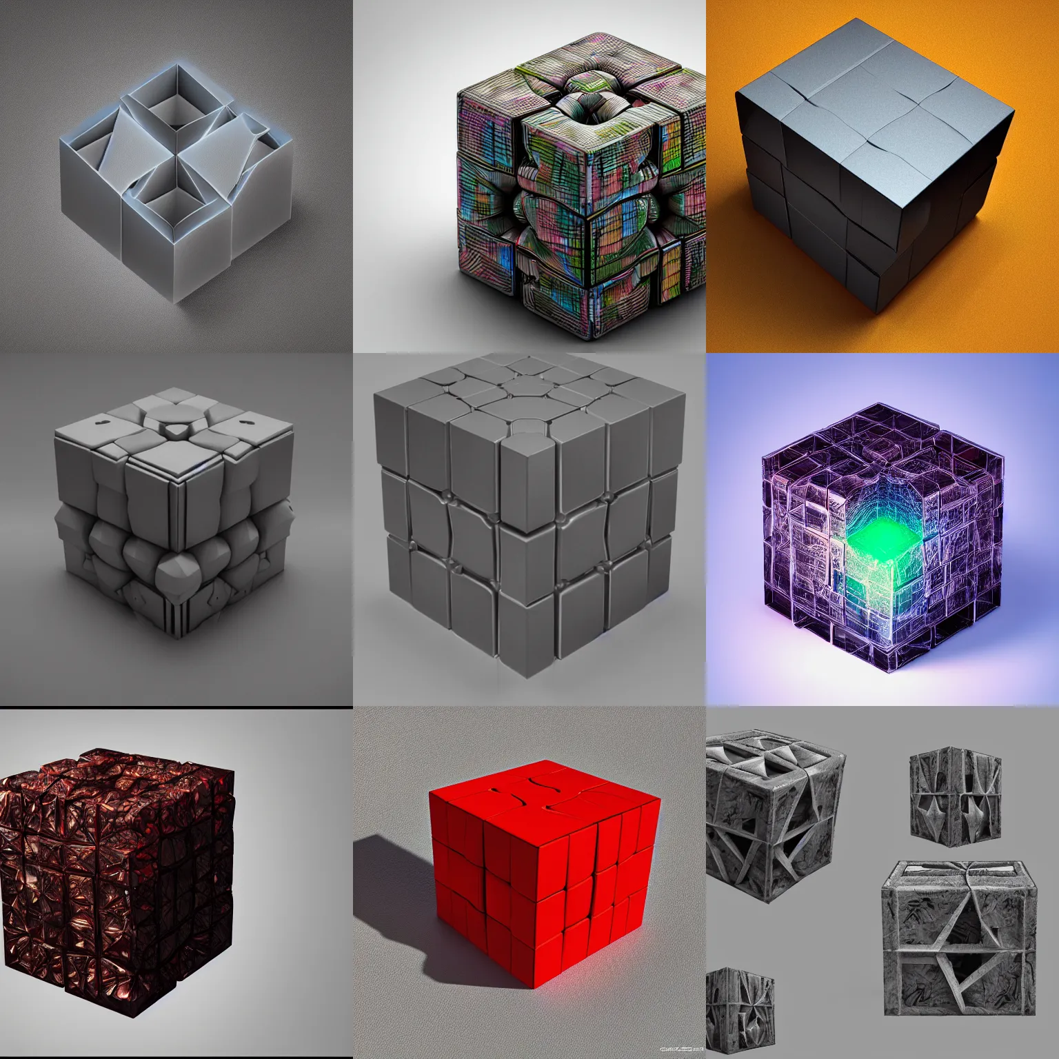 Prompt: A three dimensonal model of a four dimensional cube, photorealistic, 4k, hyper-defined, hyper-detailed, artstation, octane render