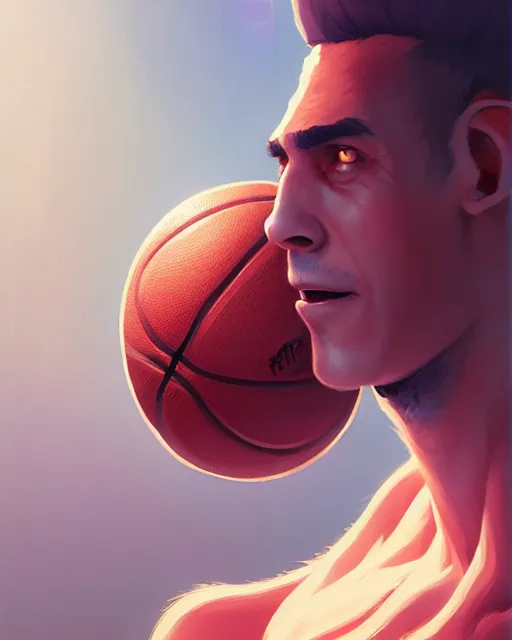 Image similar to highly detailed vfx portrait of a character of a basketball ball monster stephen bliss, chalk, unrealengine, greg rutkowski, loish, rhads, beeple, makoto shinkai and lois van baarle, ilya kuvshinov, rossdraws, tom bagshaw,