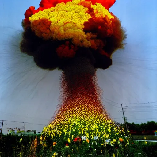 Image similar to nuclear explosion made of flowers