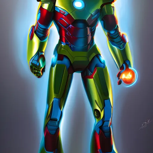 Image similar to iron man in blue and green, furry art, furaffinity, extremely detailed, digital painting, artstation, concept art, smooth, sharp focus, illustration, incredible art