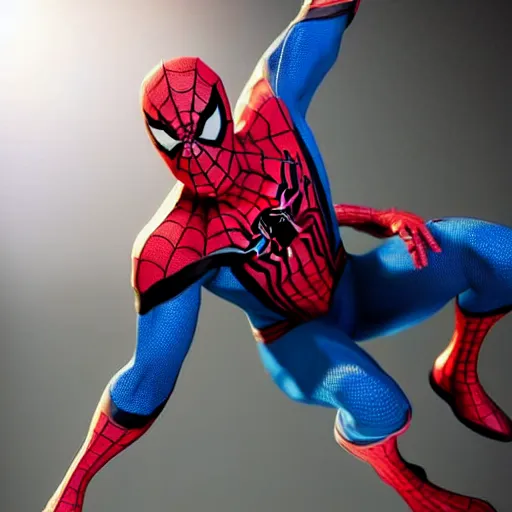 Image similar to still photo of spider - man, highly detailed, photorealistic portrait, bright studio setting, studio lighting, crisp quality and light reflections, unreal engine 5 quality render