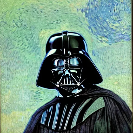 Image similar to darth vader by van gogh, highly detailed, portrait