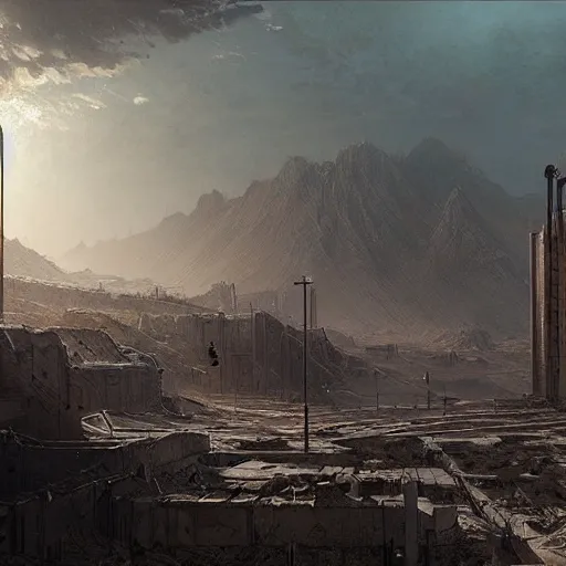 Image similar to post-apocalyptic desert city Los Angeles, concept art, by greg rutkowski, by Gustave Dore