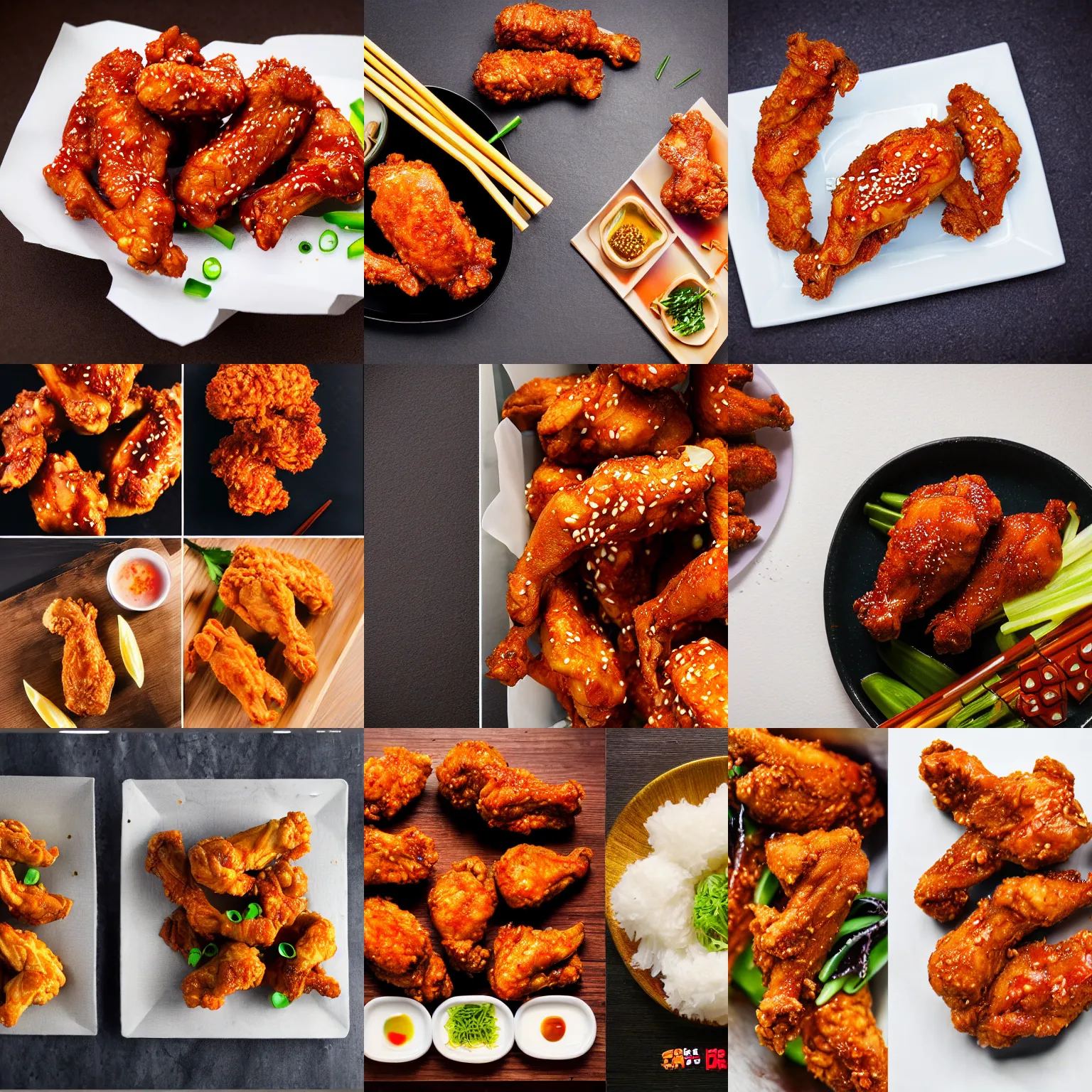 Prompt: food photography of authentic korean fried chicken, highly detailed, high resolution, studio lighting, sharp focus, flickr, award winning, dslr
