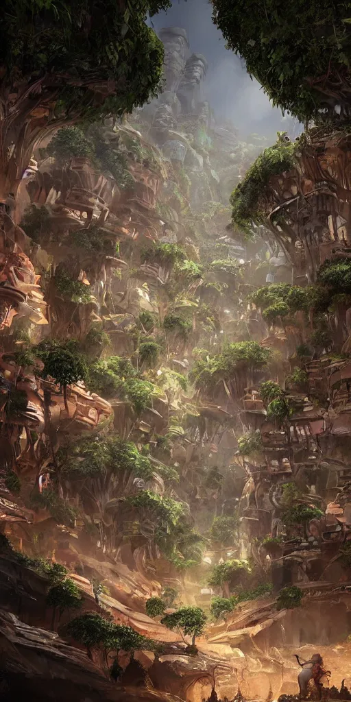 Image similar to concept art of rainforest city in the negev dessert. cinematic. epic framing, beautiful, highly detailed art station, behance, realistic