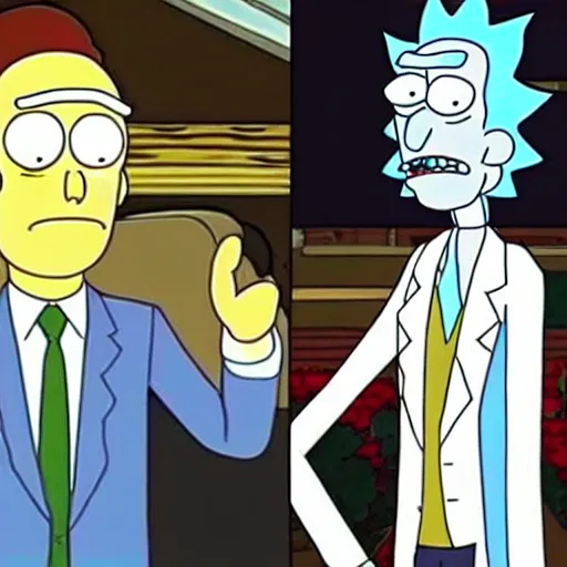 Prompt: Abe shinzo as Rick and Morty