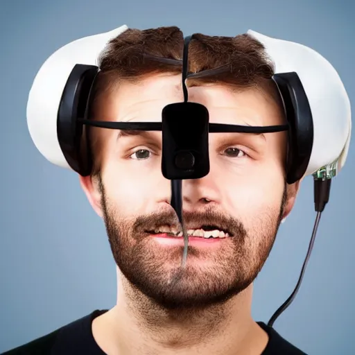 Image similar to man infused with TV on his head, detailed