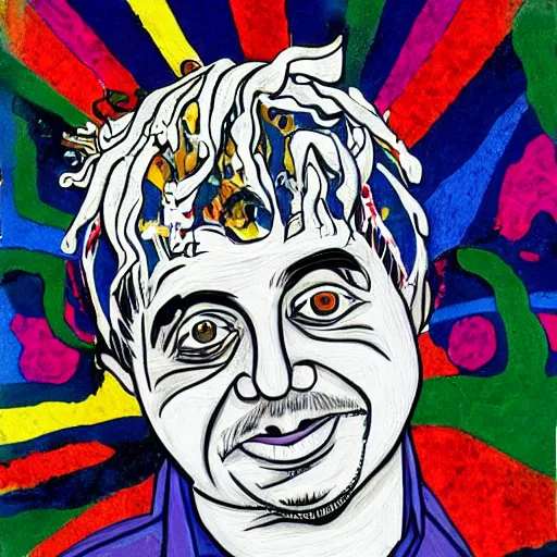 Image similar to daniel johnston in the style of daniel johnston and outsider art, no photo, 4k