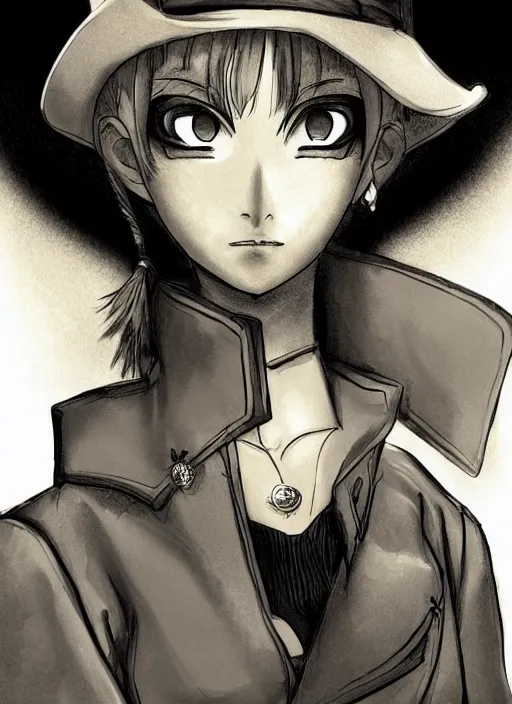 Image similar to a portrait one person, complexity, global lighting, detail, ultra sharpness, beautiful female sheriff body from games yoshihiro togashi style, big eyes, plump lips, a gunshot, global lighting, western saloon theme, detailed faces, blank faces, style by huyy nguyen, cowboy bebop art style