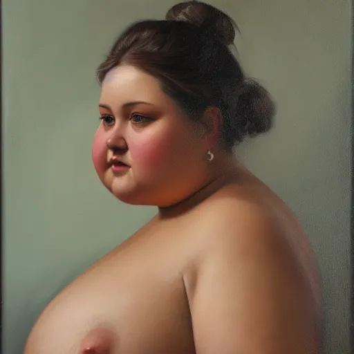 Image similar to A portrait of a powerful and chubby beautiful woman, oil painting, majestic, detailed, high resolution