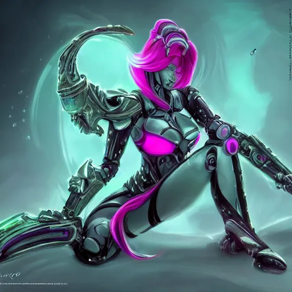 Image similar to highly detailed exquisite fanart, of a beautiful female warframe, but as an anthropomorphic robot dragon, sitting regally on a soft green sofa, with robot dragon head, shining reflective off-white plated armor, bright Fuchsia skin, full body shot, epic cinematic shot, realistic, professional digital art, high end digital art, DeviantArt, artstation, Furaffinity, 8k HD render, epic lighting, depth of field