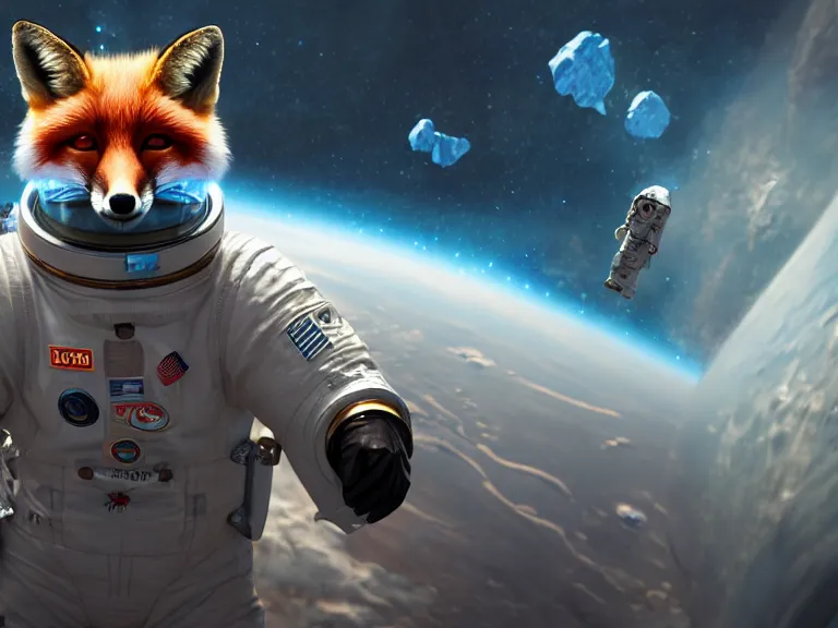 Prompt: fox in space in a spacesuit, RPG Reference, Oil Painting, Trending on Artstation, octane render, Insanely Detailed, 8k, HD