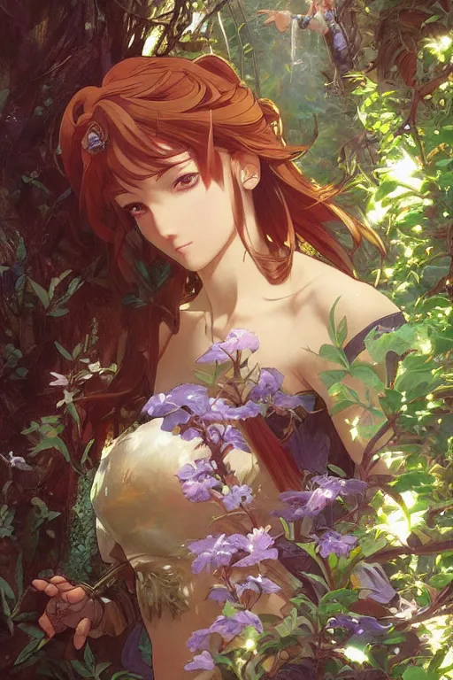 Image similar to anime key visual of a beautiful young female ironman intricate, magical forest, stunning, highly detailed, digital painting, artstation, smooth, hard focus, illustration, art by artgerm and greg rutkowski and alphonse mucha