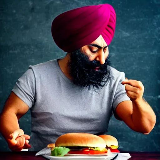 Prompt: sikh eating burger, still from dragonballz style