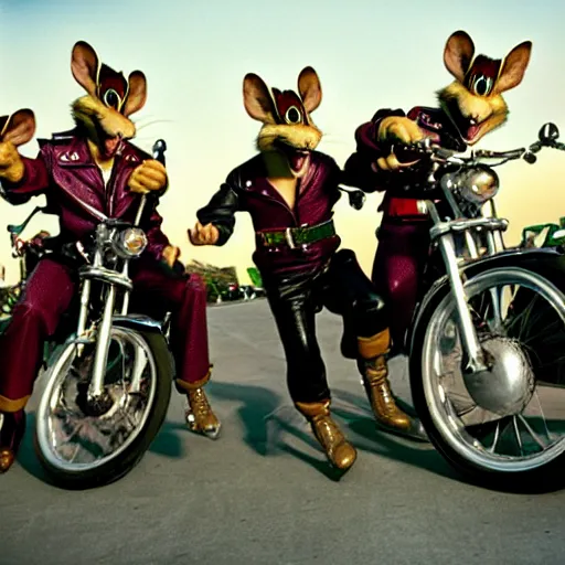 Image similar to uhd photorealisitc candid photo of the biker mice from mars, at the un, smashing. photo by annie leibowitz and steve mccurry