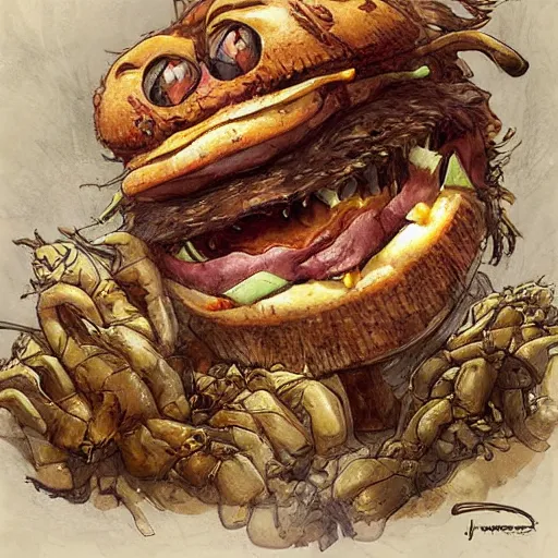 Image similar to fast food monster, by jean - baptiste monge