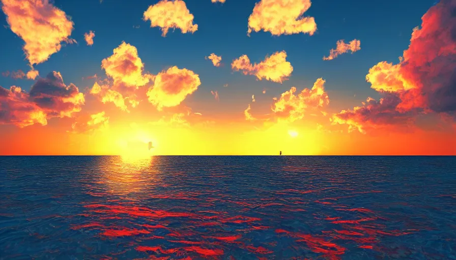 Image similar to miami vibes, unreal engine, digital art, sunset, sharp focus, beach, vivid color, clear sky