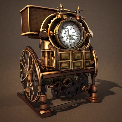 Prompt: steampunk time machine, cinema4d