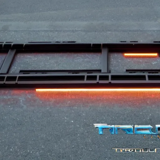 Prompt: train rails from the movie tron : legacy