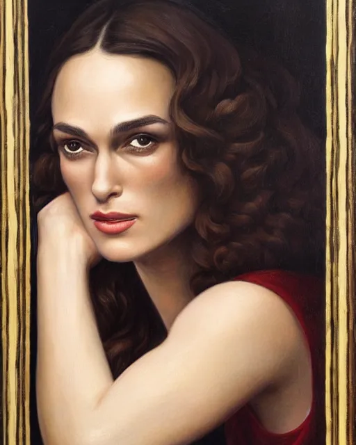 Prompt: portrait of keira knightley by tamara de lempika, 1 9 4 5