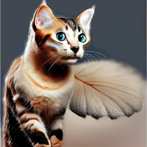 Prompt: a feline butterfly - cat - hybrid, animal photography