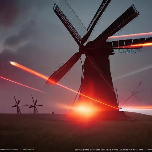 Image similar to gundam as dutch windmill in gundam, gundam is windmill shaped, dutch windmill gundam, in gears of war, splash art, movie still, cinematic lighting, ray tracing, octane render, long lens, shallow depth of field, bokeh, anamorphic lens flare, 8 k, hyper detailed, 3 5 mm film grain