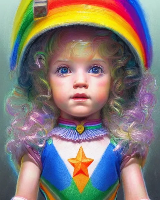 Image similar to rainbow brite portrait | highly detailed | very intricate | symmetrical | whimsical and magical | soft cinematic lighting | award - winning | closeup portrait | cute doll | painted by donato giancola and mandy jurgens and charlie bowater | pastel color palette | featured on artstation