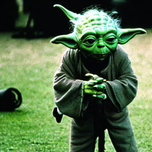 Image similar to yoda performing at woodstock