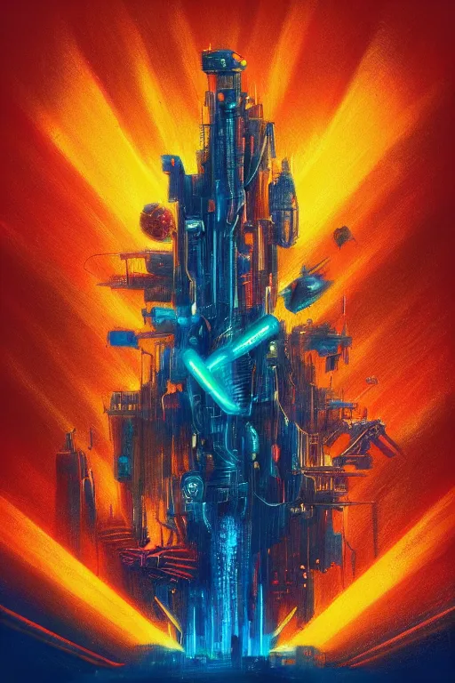 Image similar to disney pixar, in the style of johan grenier and john picacio and alan m. clark, trending on artstation, bioluminescence tilt - shift blade runner 2 0 4 9, crayon art, futuresynth, splash art, post - minimalism