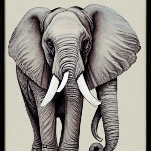 Image similar to Elephant monster, Romanticism